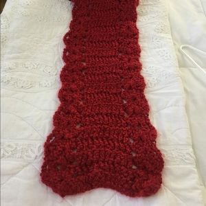 Deep Red Soft Hand Crocheted Acrylic Yarn Scarf